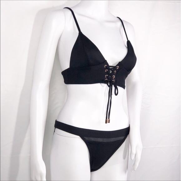 Kopper & Zink Black Lace-Up Bikini Set - Size Medium - Picture 2 of 15